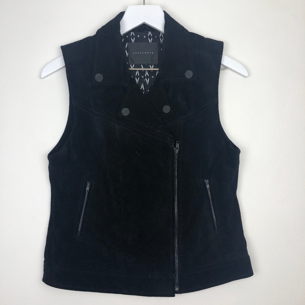 Sanctuary Suede Moto Zip Vest